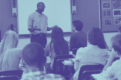 A teacher teaching